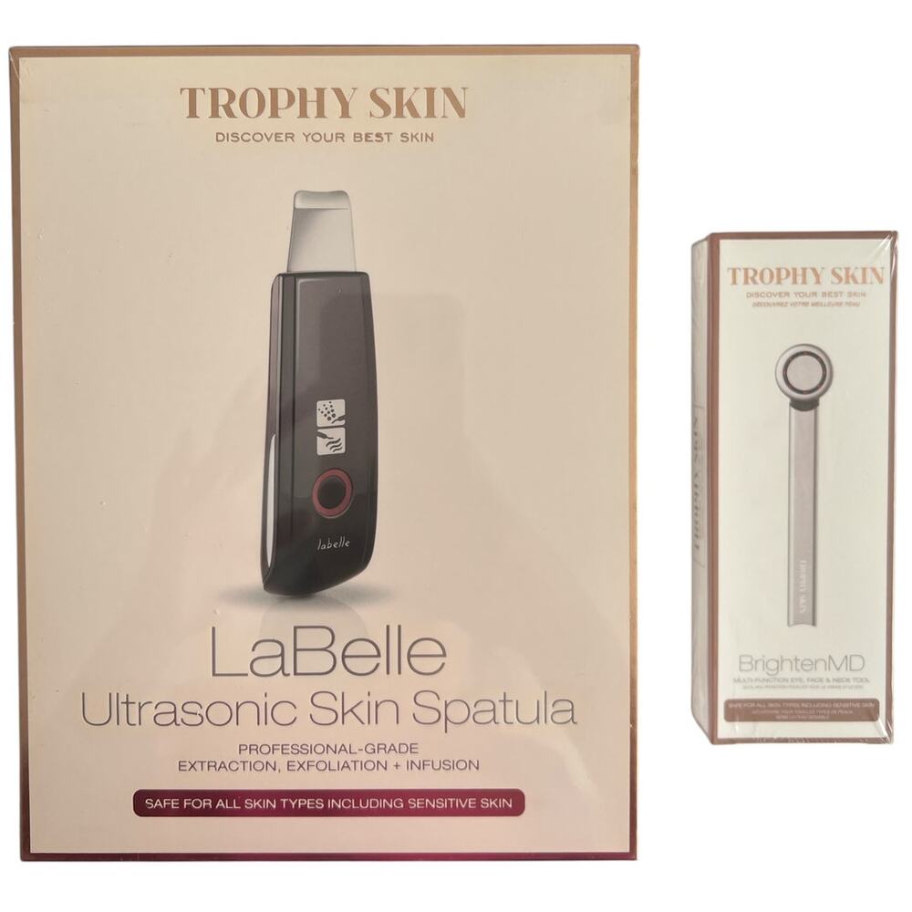 Lot 2 Trophy Skin 4-in-1 LED Light Therapy +Ultrasonic Skin Spatula